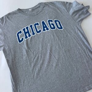 Vintage Anvil Chicago Graphic‎ T-Shirt Heather Grey Navy Blue Men XL